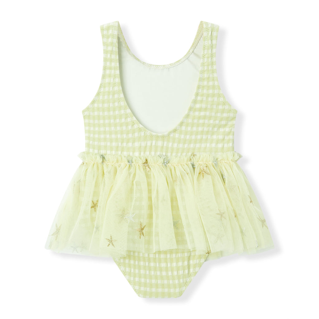 Milkbarn Green Gingham Ballet Skirt Swimsuit | Playroom Avenue