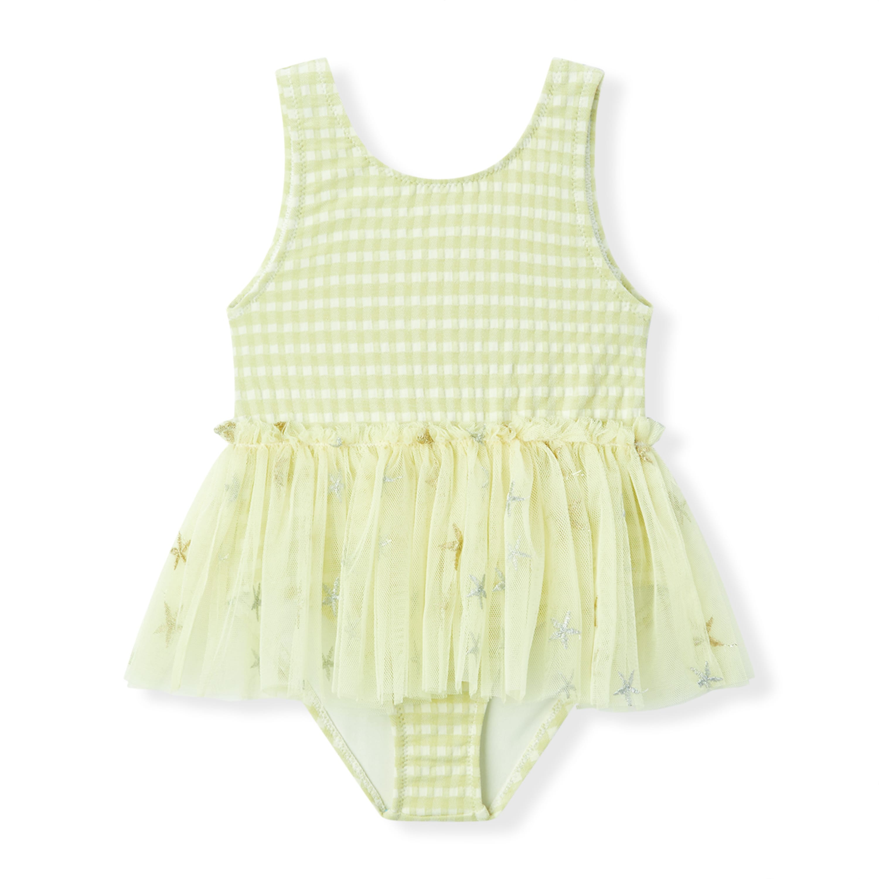 Milkbarn Green Gingham Ballet Skirt Swimsuit | Playroom Avenue