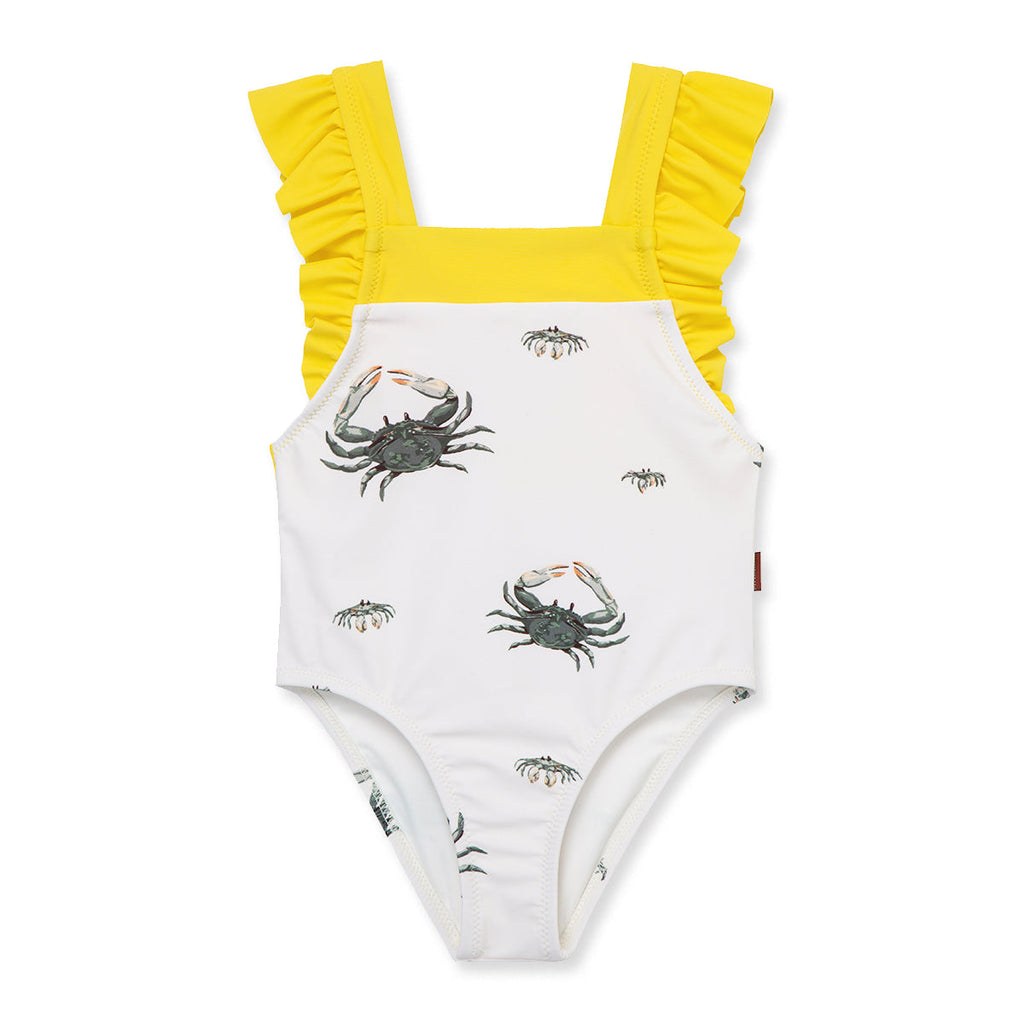Milkbarn Coastal Crab Ruffle Square Neck Swimsuit | Playroom Avenue