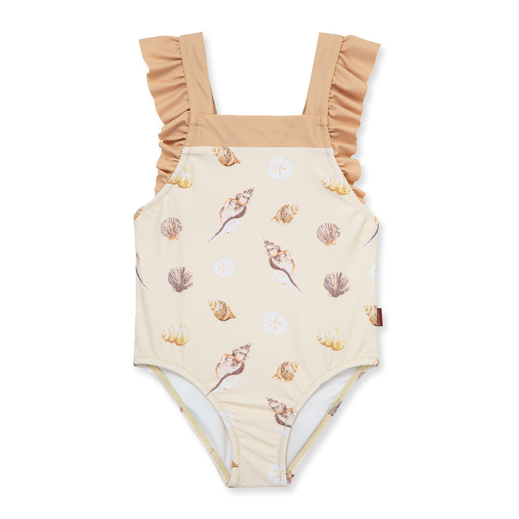 Milkbarn Seashells Ruffle Square Neck Swimsuit | Playroom Avenue