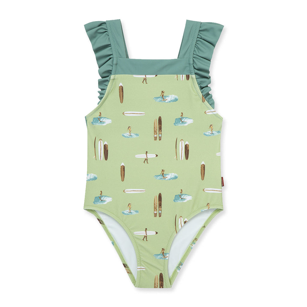 Milkbarn Summer Surf Ruffle Square Neck Swimsuit | Playroom Avenue