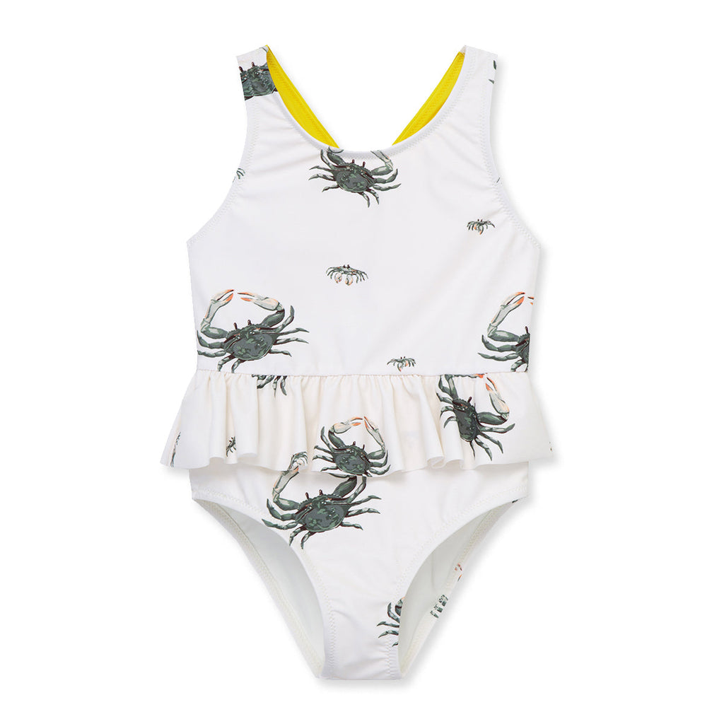 Milkbarn Coastal Crab Ruffle Waist Suspender Swimsuit
