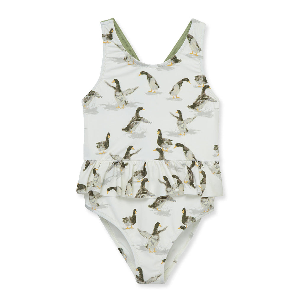 Milkbarn Duck Ruffle Waist Suspender Swimsuit | Playroom Avenue