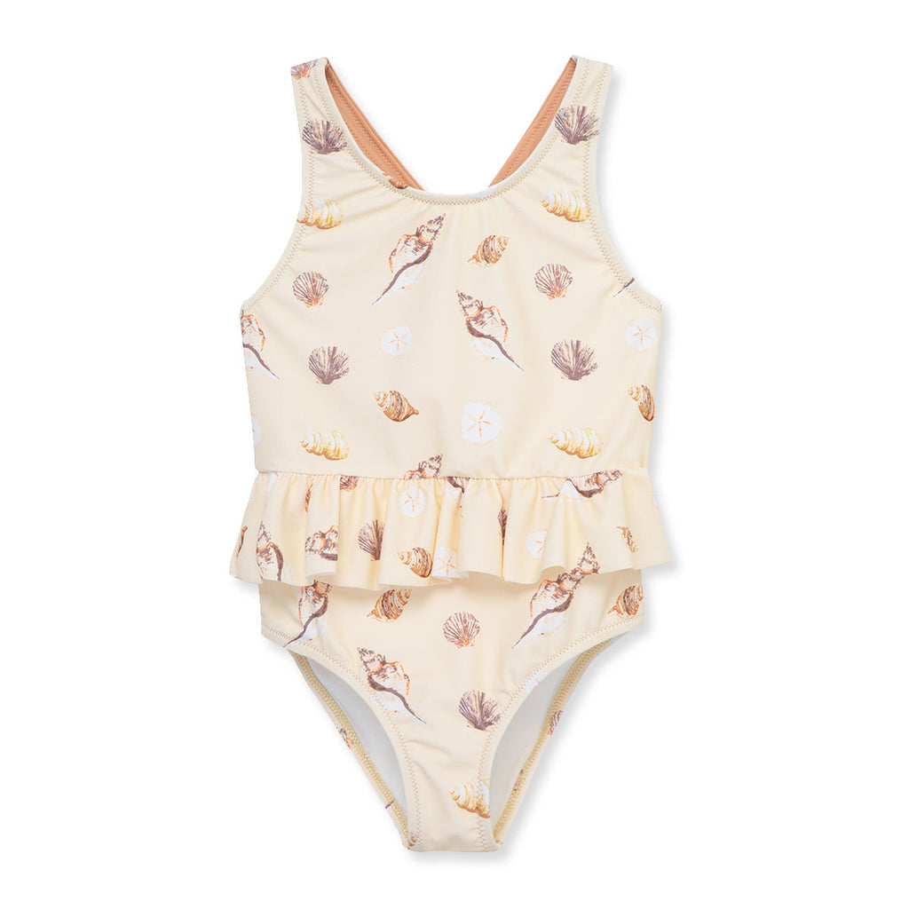 Milkbarn Seashells Ruffle Waist Suspender Swimsuit | Playroom Avenue