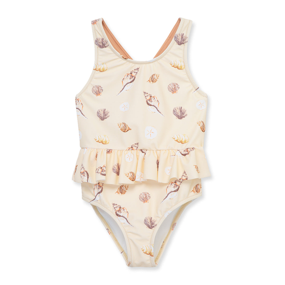 Milkbarn Seashells Ruffle Waist Suspender Swimsuit | Playroom Avenue