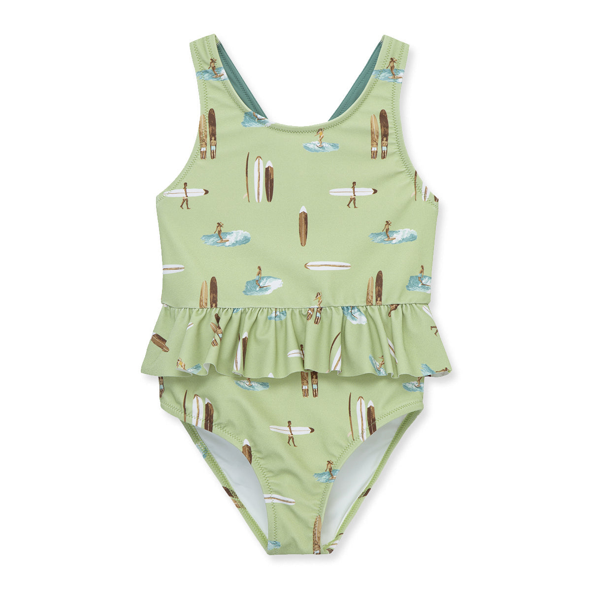 Milkbarn Summer Surf Ruffle Waist Suspender Swimsuit | Playroom Avenue