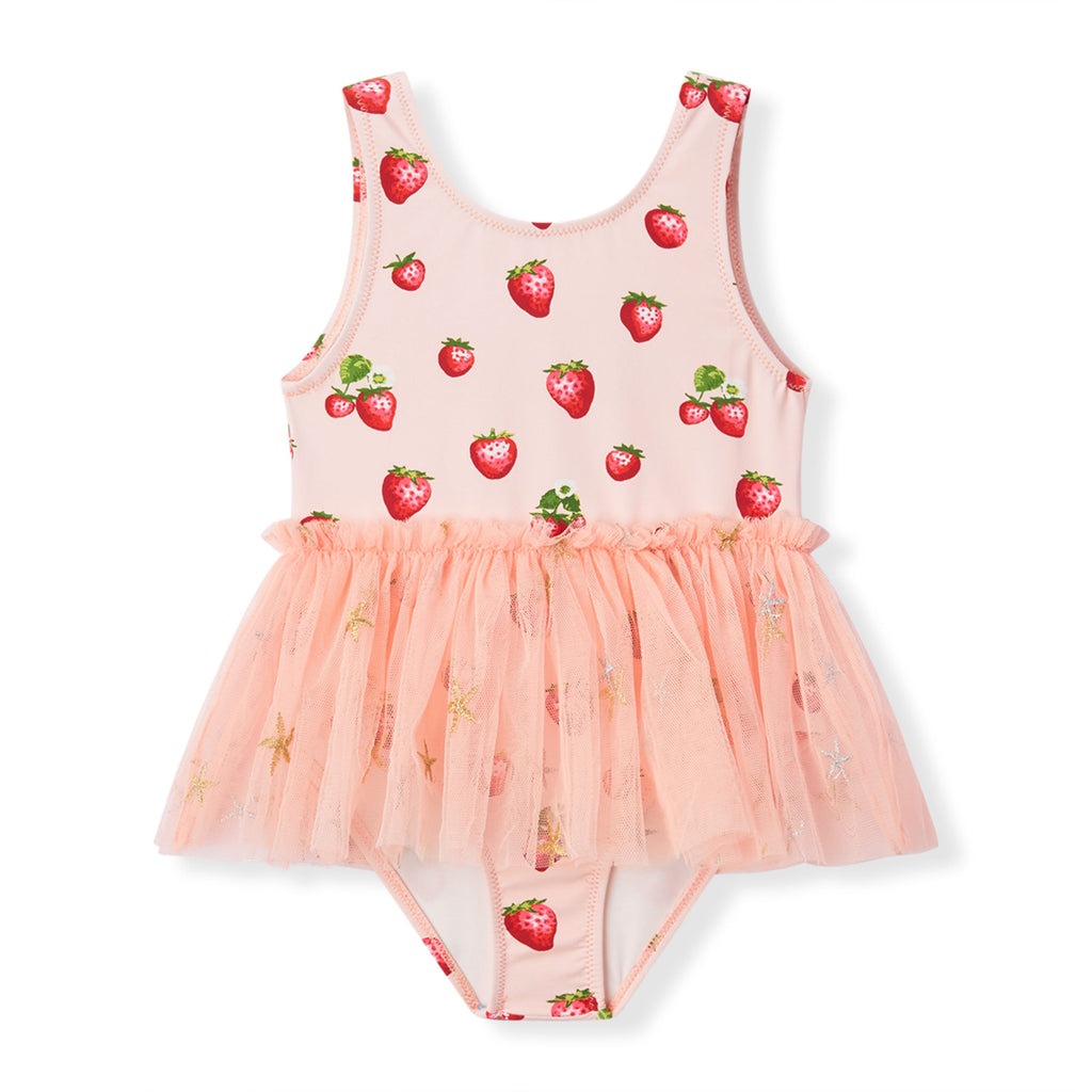 Milkbarn Strawberry Ballet Skirt Swimsuit | Playroom Avenue
