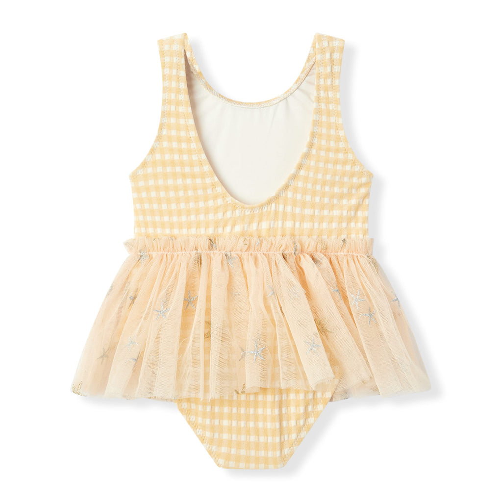 Milkbarn Yellow Gingham Ballet Skirt Swimsuit | Playroom Avenue