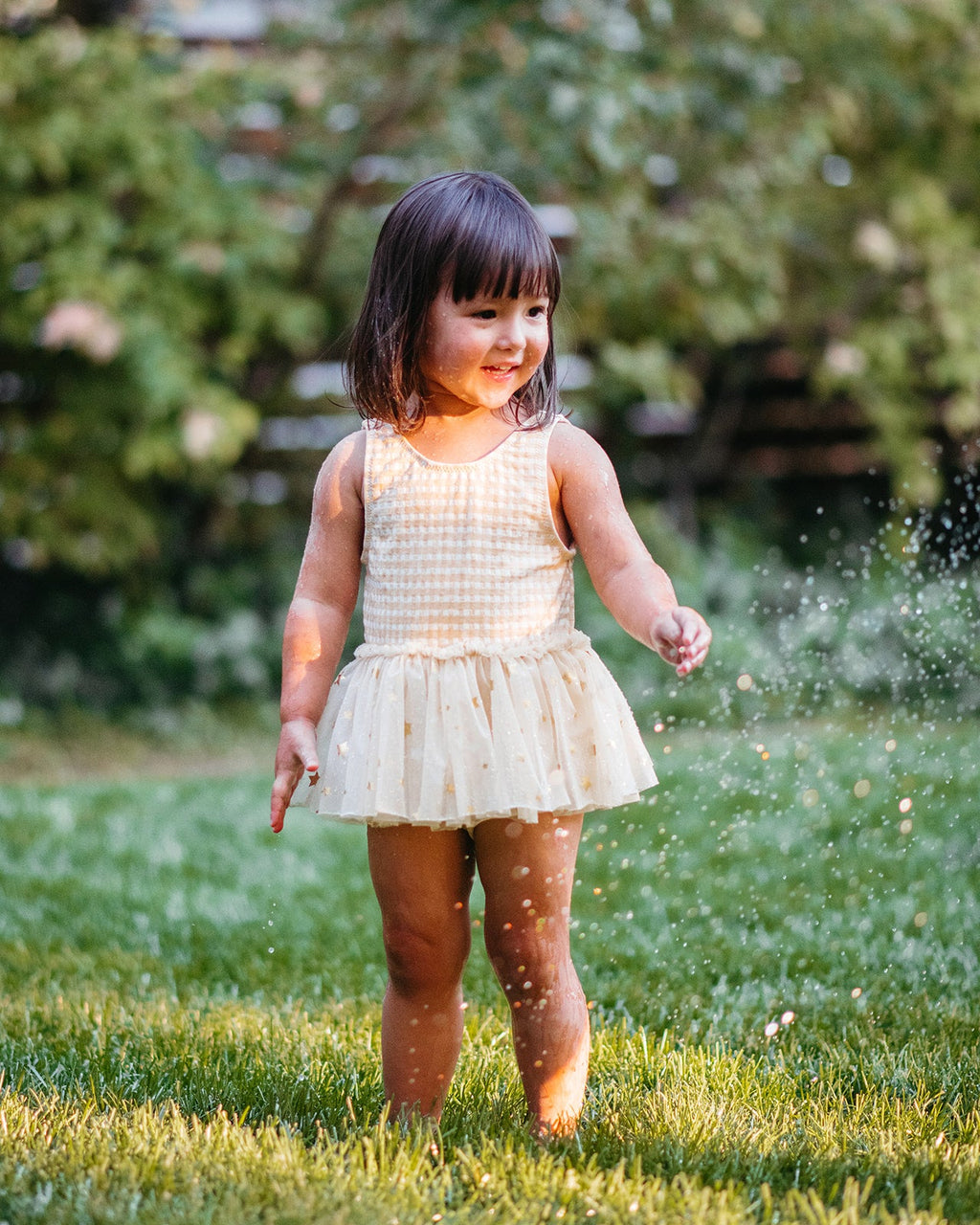 Milkbarn Green Gingham Ballet Skirt Swimsuit | Playroom Avenue