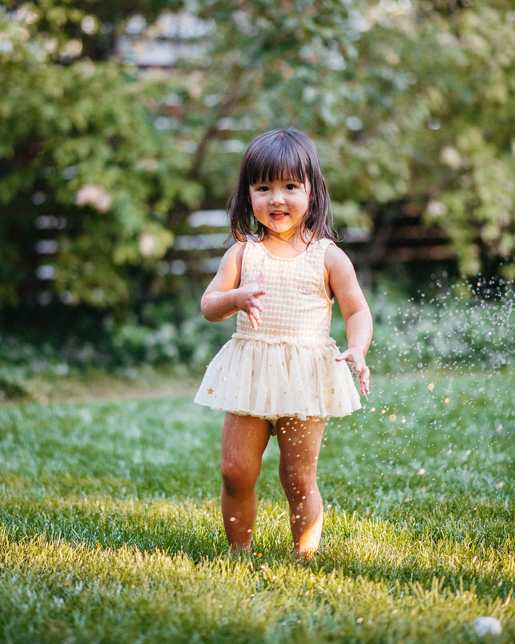 Milkbarn Green Gingham Ballet Skirt Swimsuit | Playroom Avenue