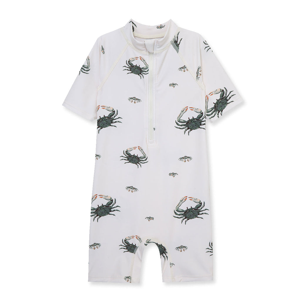 Milkbarn Coastal Crab Zipper Short Sleeve Shortall Swimsuit