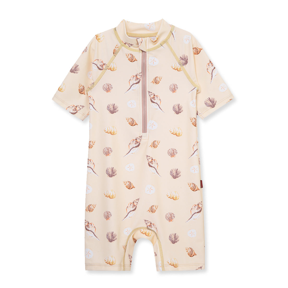 Milkbarn Seashells Zipper Short Sleeve Shortall Swimsuit | Playroom Avenue