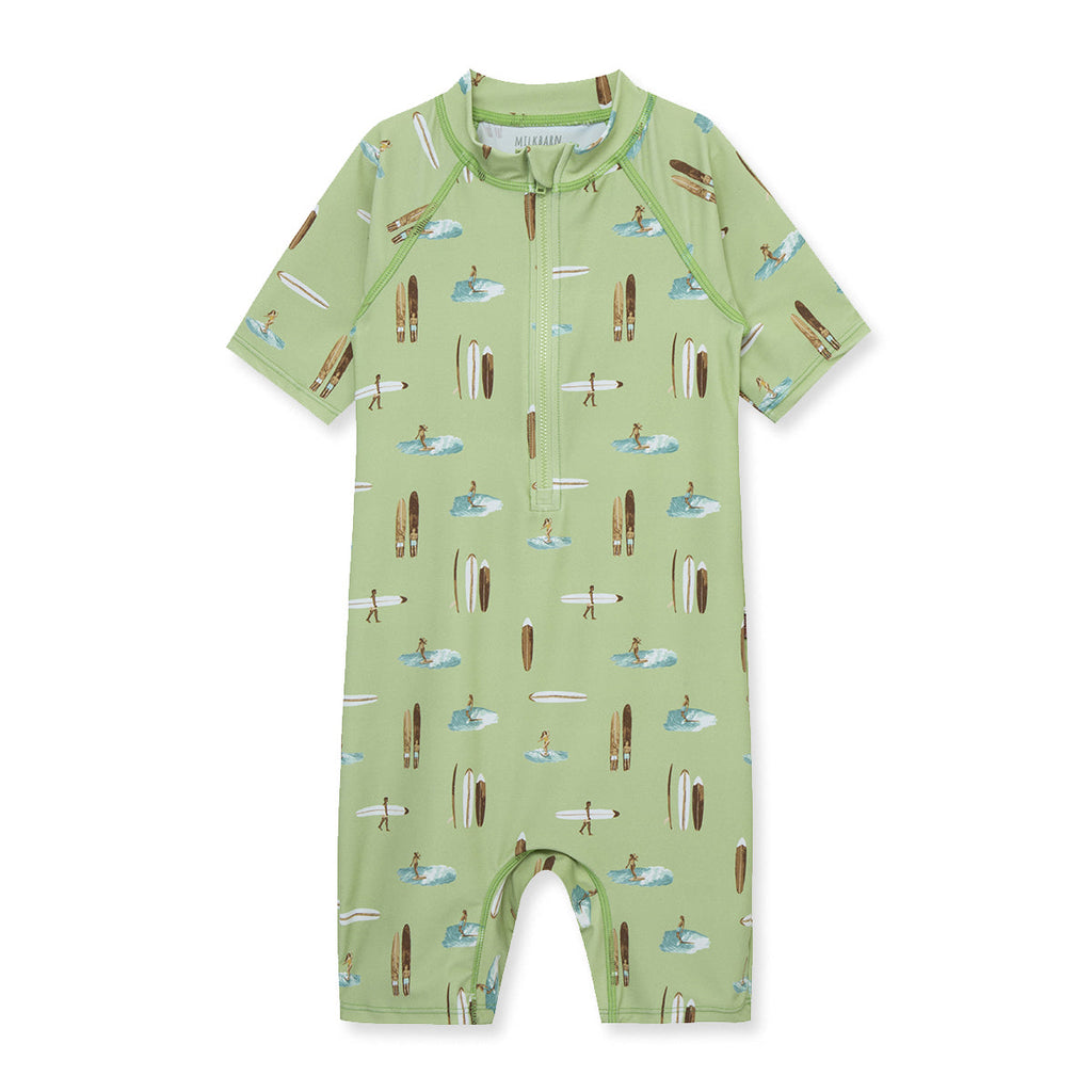 Milkbarn Summer Surf Zipper Short Sleeve Shortall Swimsuit | Playroom Avenue