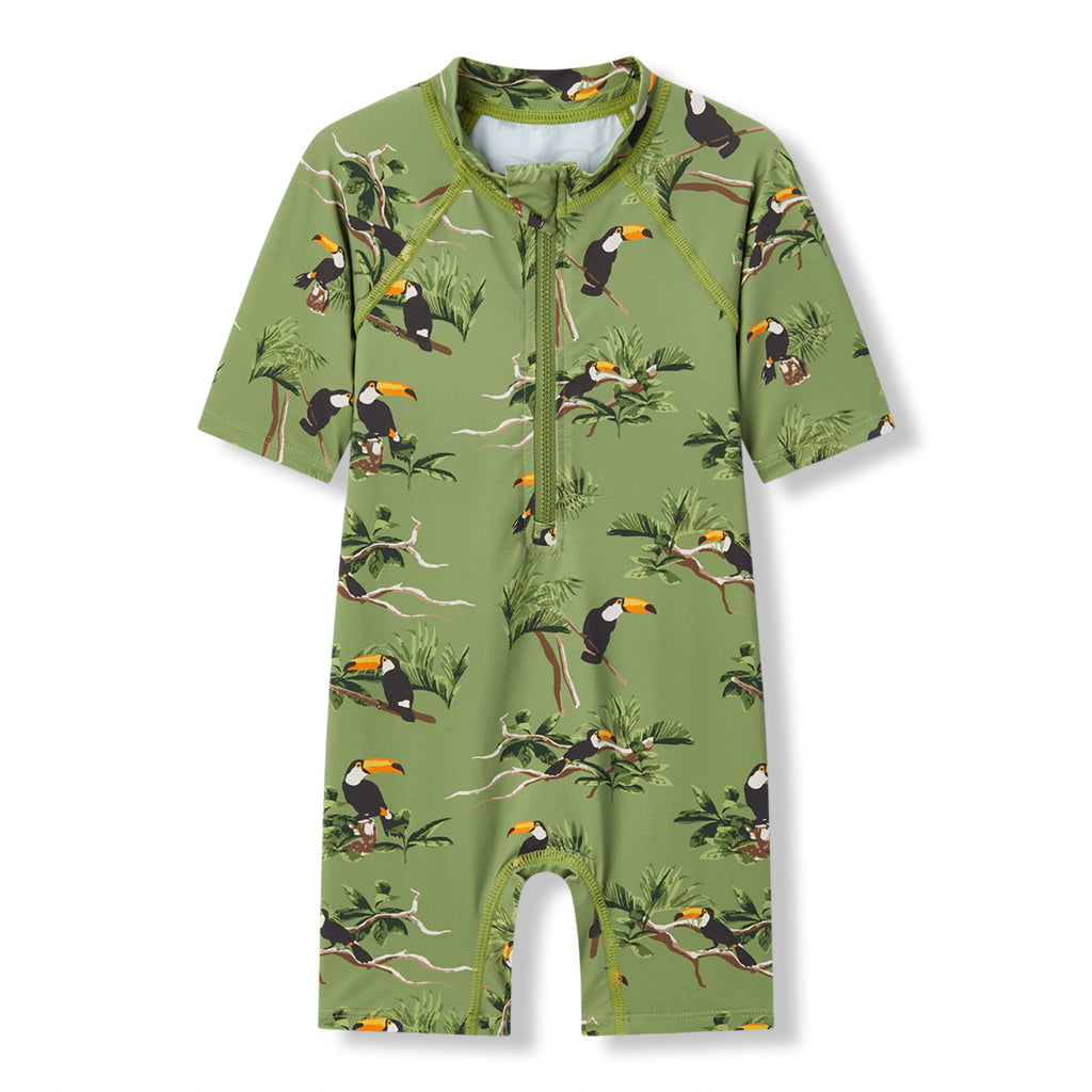 Milkbarn Toucan Zipper Shortall Swimsuit | Playroom Avenue