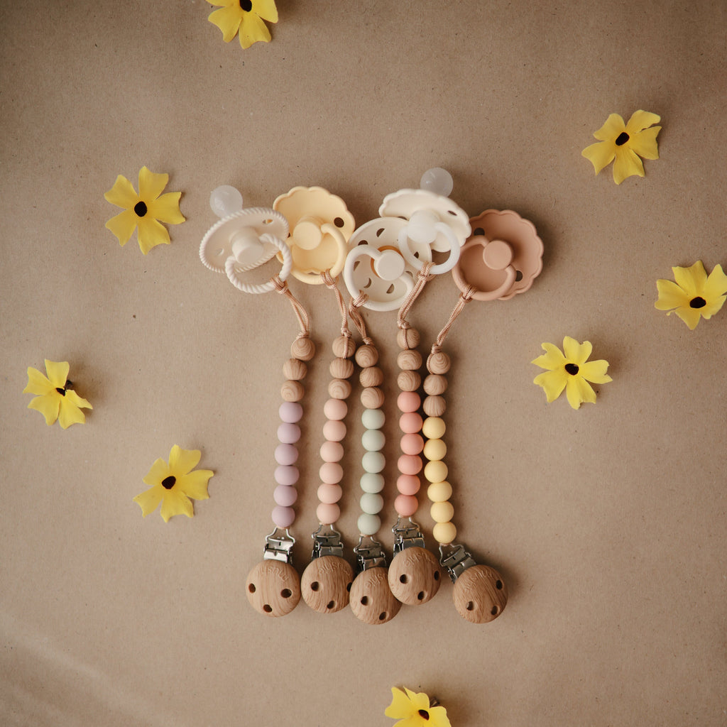 Mushie Silicone Pacifier Clip | Eva | Playroom Avenue
