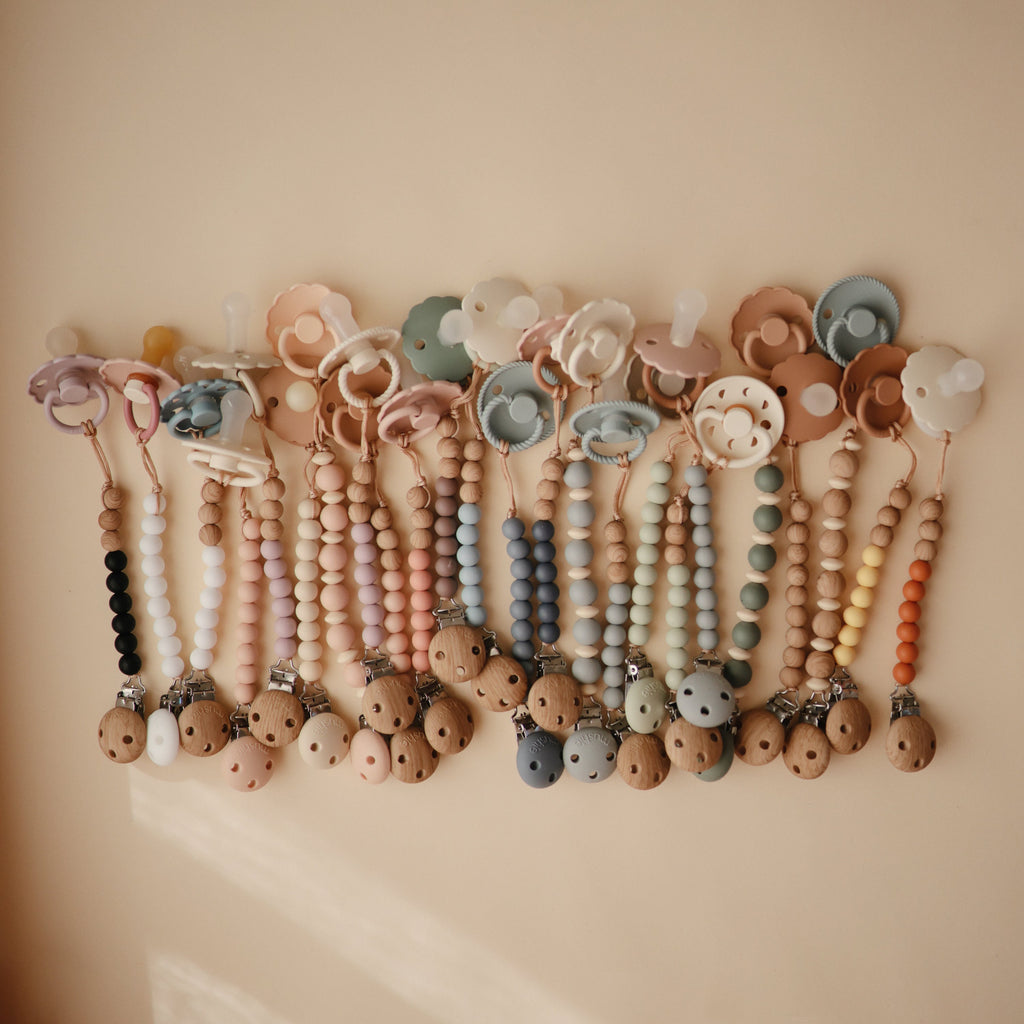 Mushie Silicone Pacifier Clip | Eva | Playroom Avenue