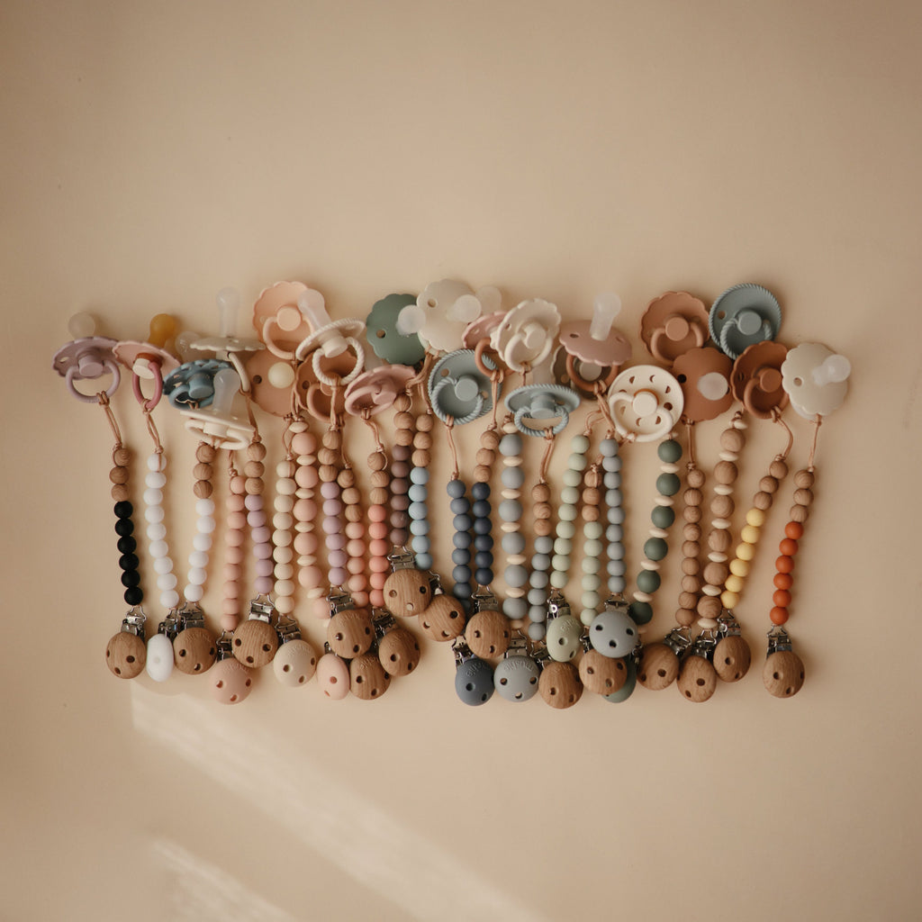 Mushie Silicone Pacifier Clip | Luna | Playroom Avenue