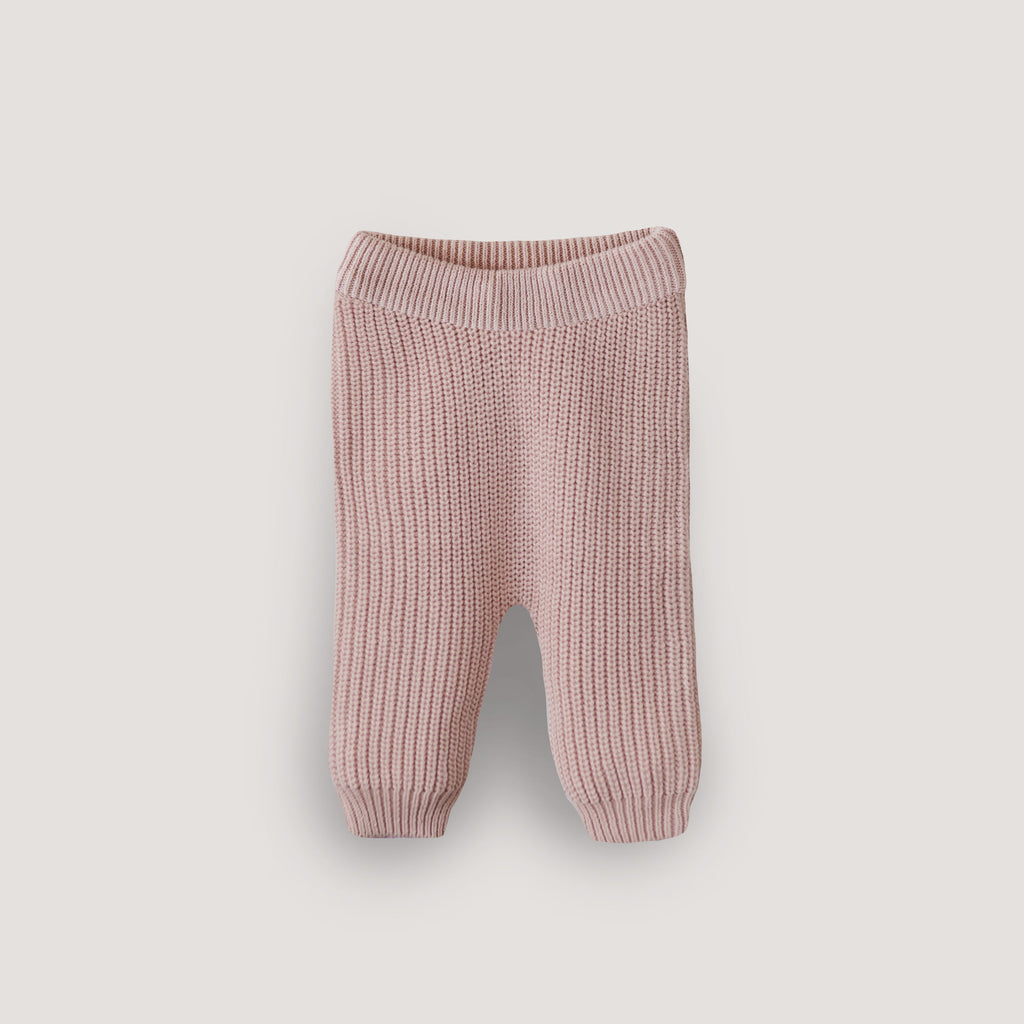 Mushie Chunky Knit Pants Blush | Playroom Avenue