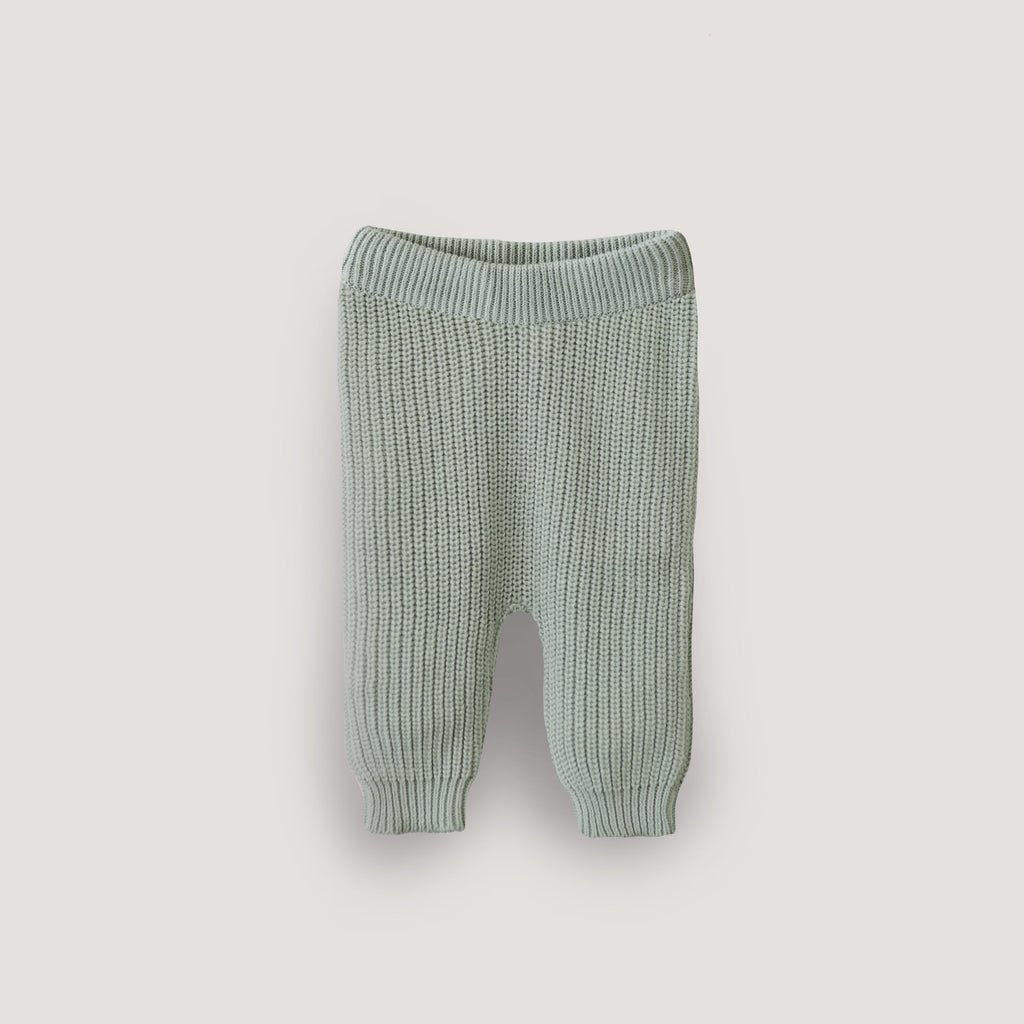Mushie Chunky Knit Pants Light Mint | Playroom Avenue