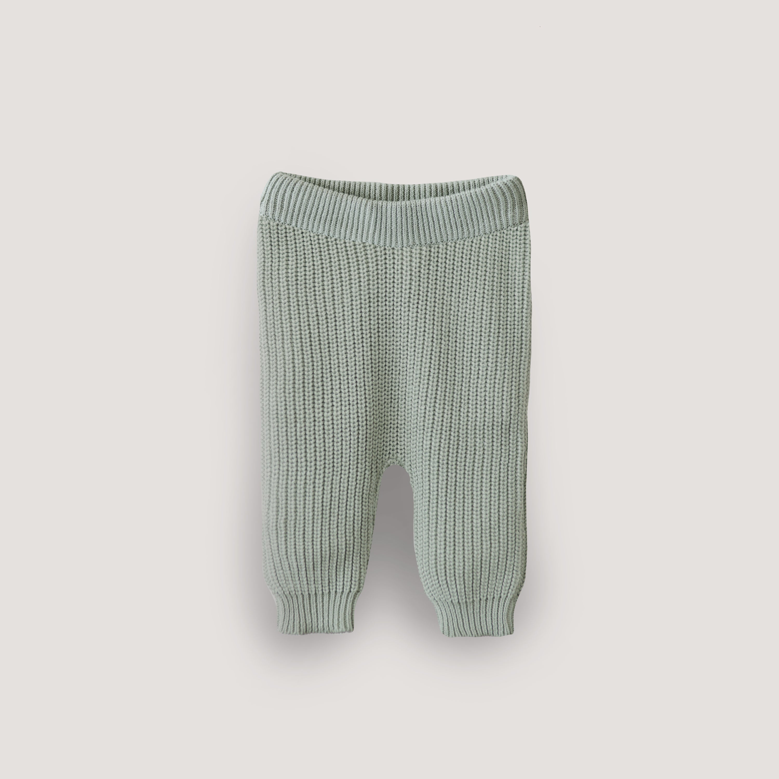 Mushie Chunky Knit Pants Light Mint | Playroom Avenue