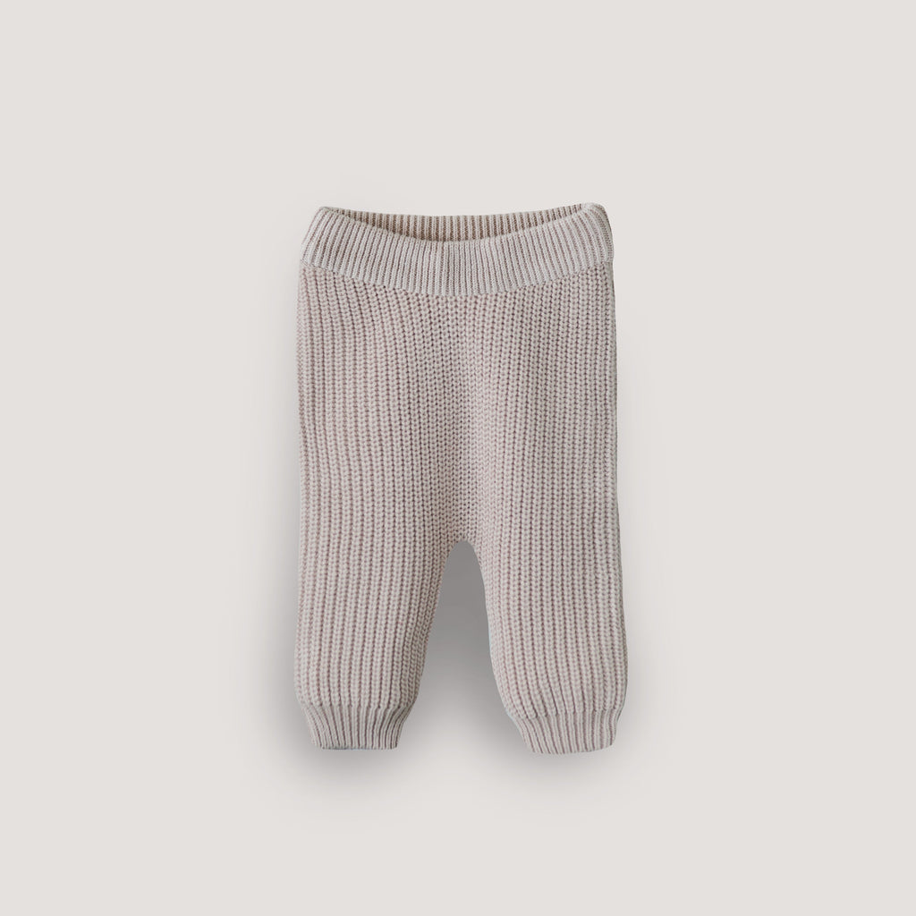 Mushie Chunky Knit Pants Beige | Playroom Avenue