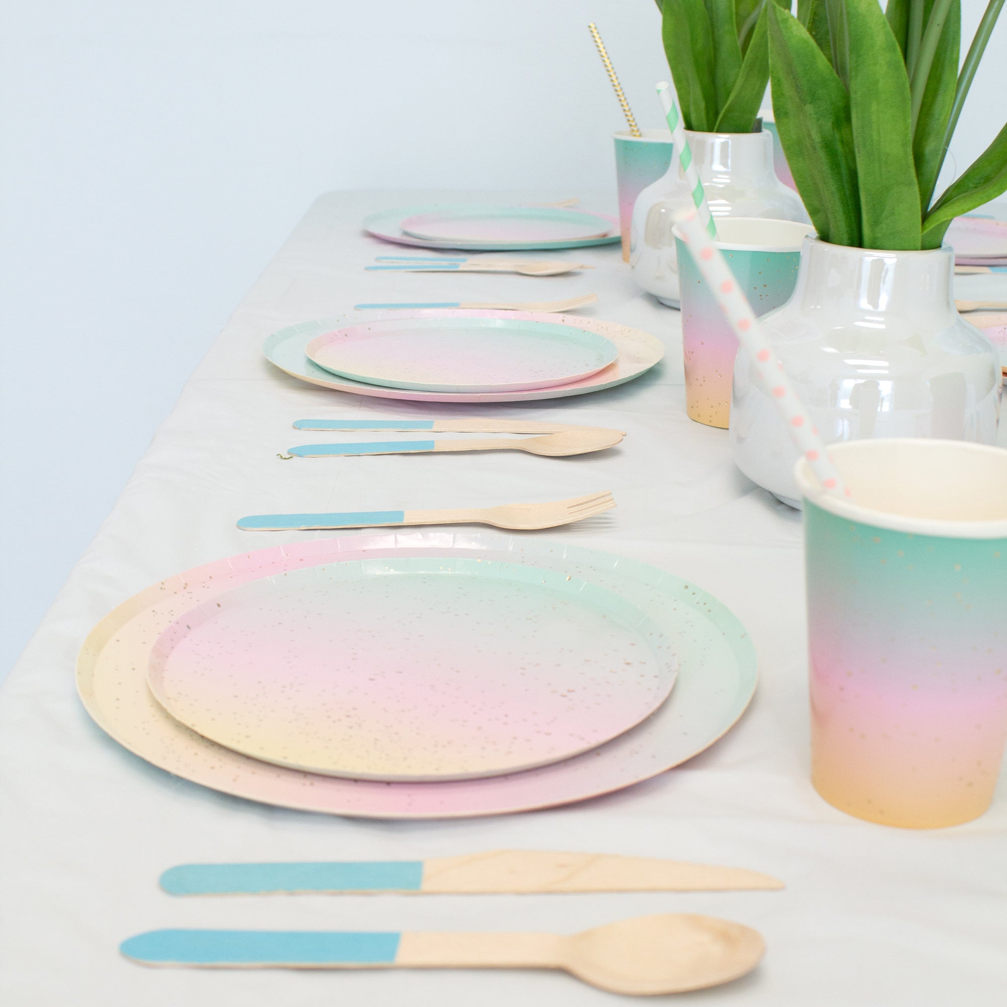 Ellie's Party Supply Light Blue Wooden Utensil Set – 24ct | ON SALE!! | Playroom Avenue