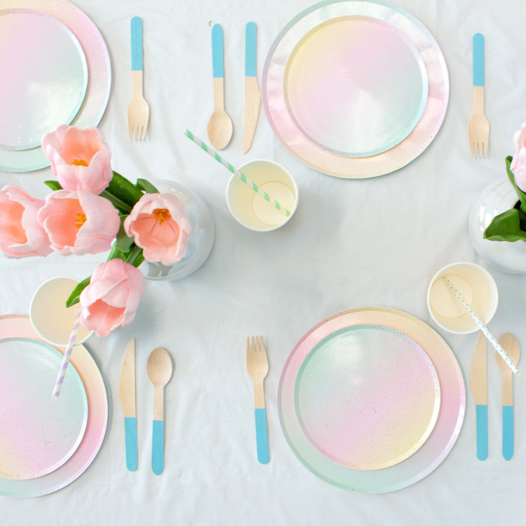 Ellie's Party Supply Light Blue Wooden Utensil Set – 24ct | ON SALE!! | Playroom Avenue