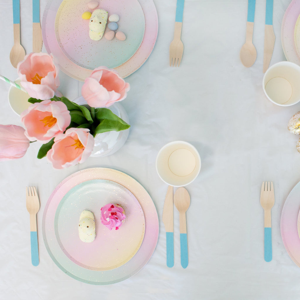 Ellie's Party Supply Light Blue Wooden Utensil Set – 24ct | ON SALE!! | Playroom Avenue