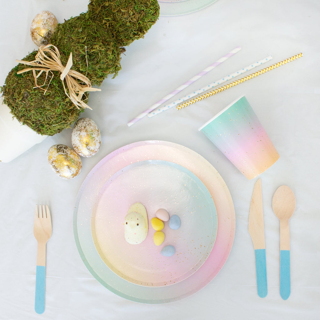 Ellie's Party Supply Light Blue Wooden Utensil Set – 24ct | ON SALE!! | Playroom Avenue
