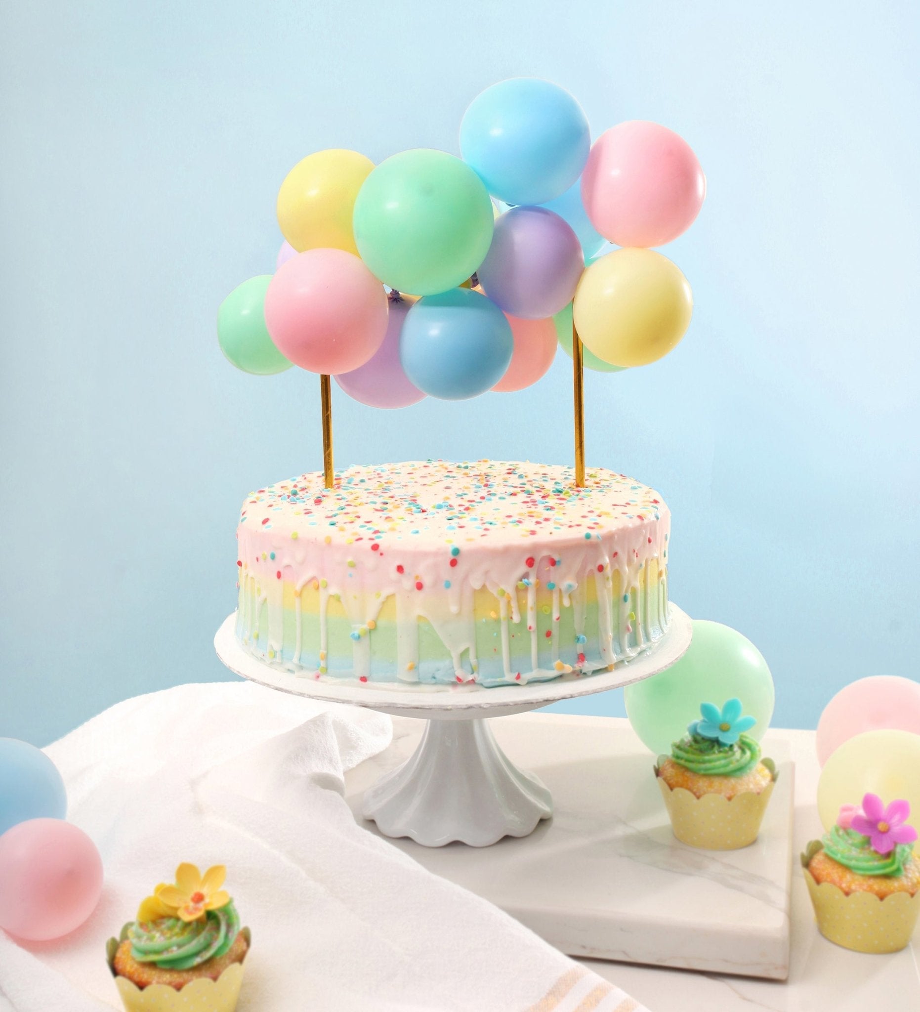 Pastel Rainbow Mini Balloon Cake Topper | Playroom Avenue