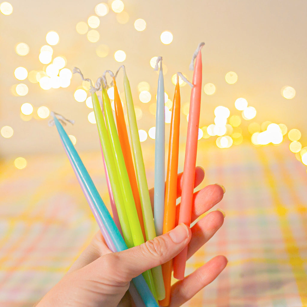 Camp Hollow Pastel Rainbow Tapered Candle Set (x12) | Playroom Avenue