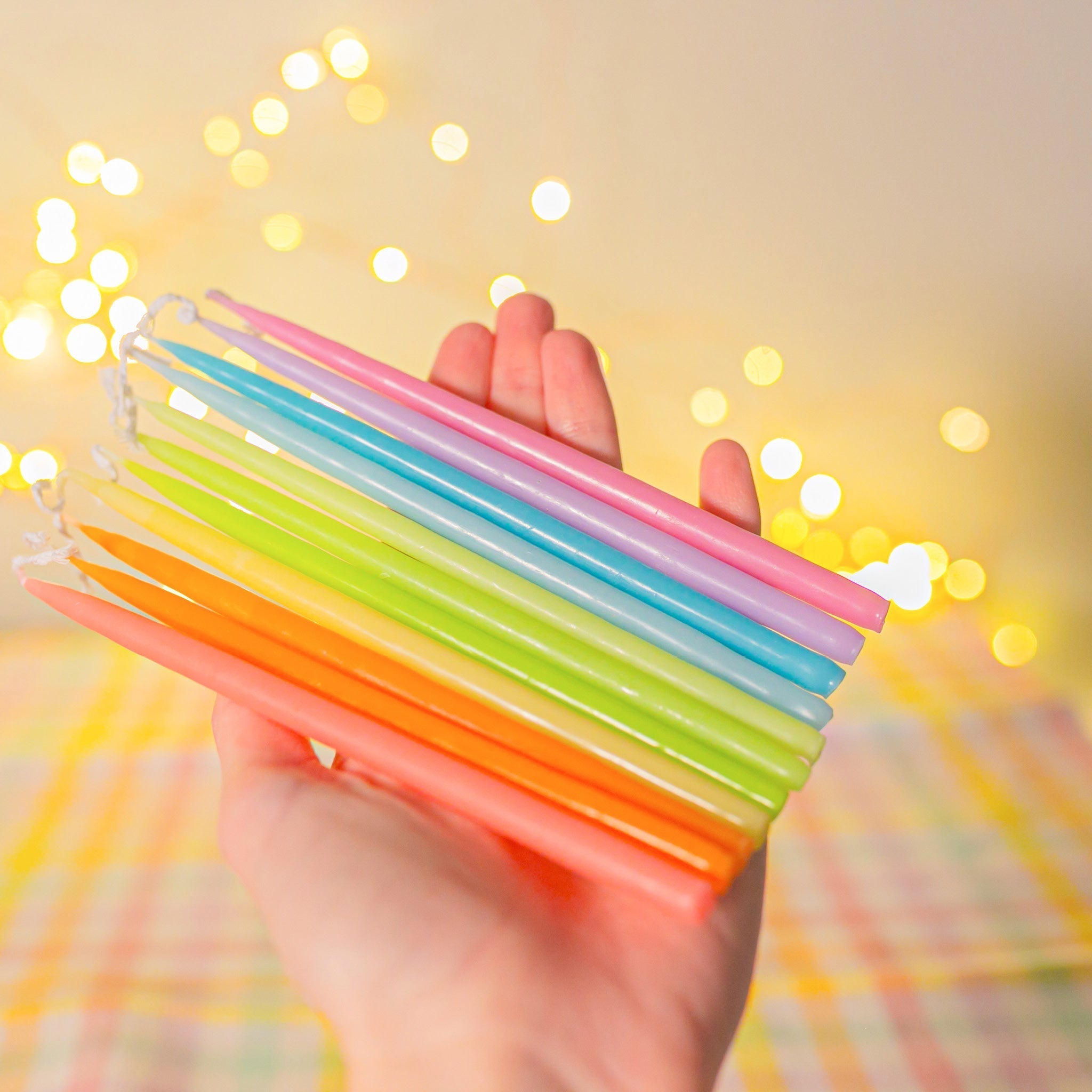 Camp Hollow Pastel Rainbow Tapered Candle Set (x12) | Playroom Avenue