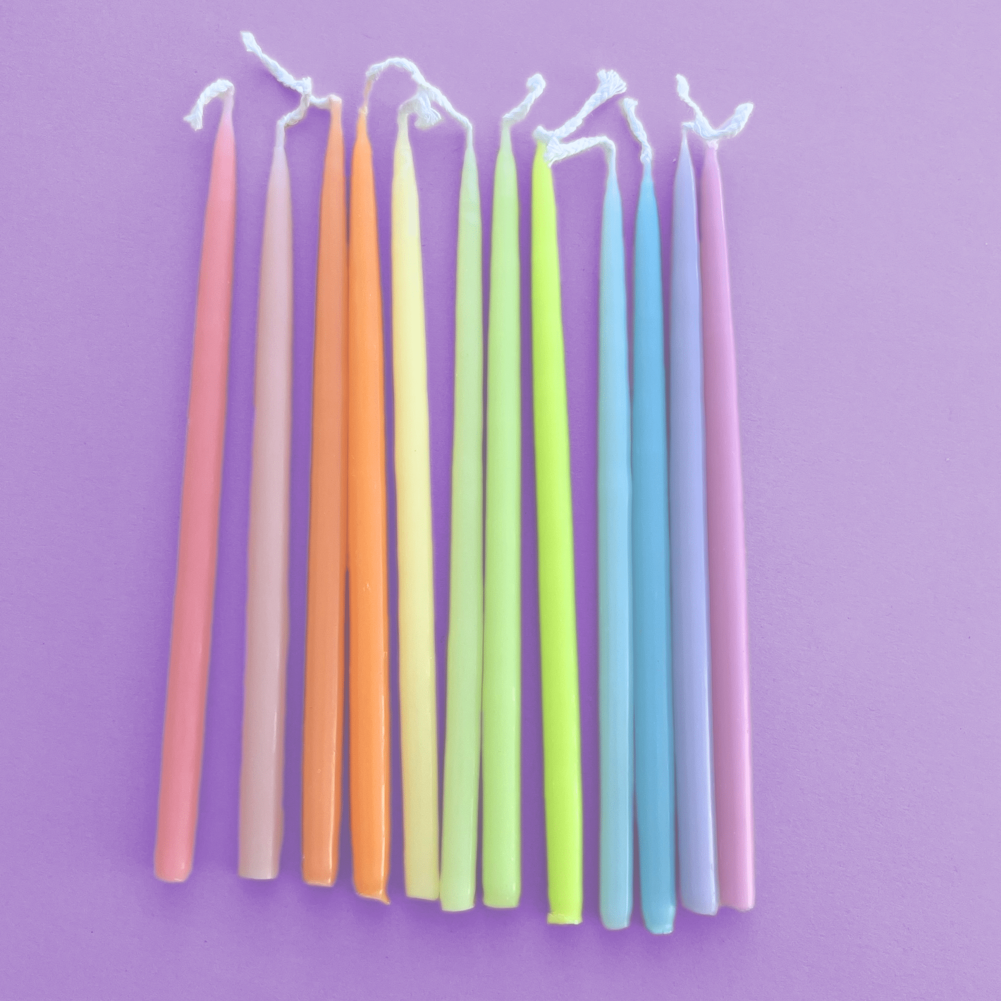 Camp Hollow Pastel Rainbow Tapered Candle Set (x12) | Playroom Avenue