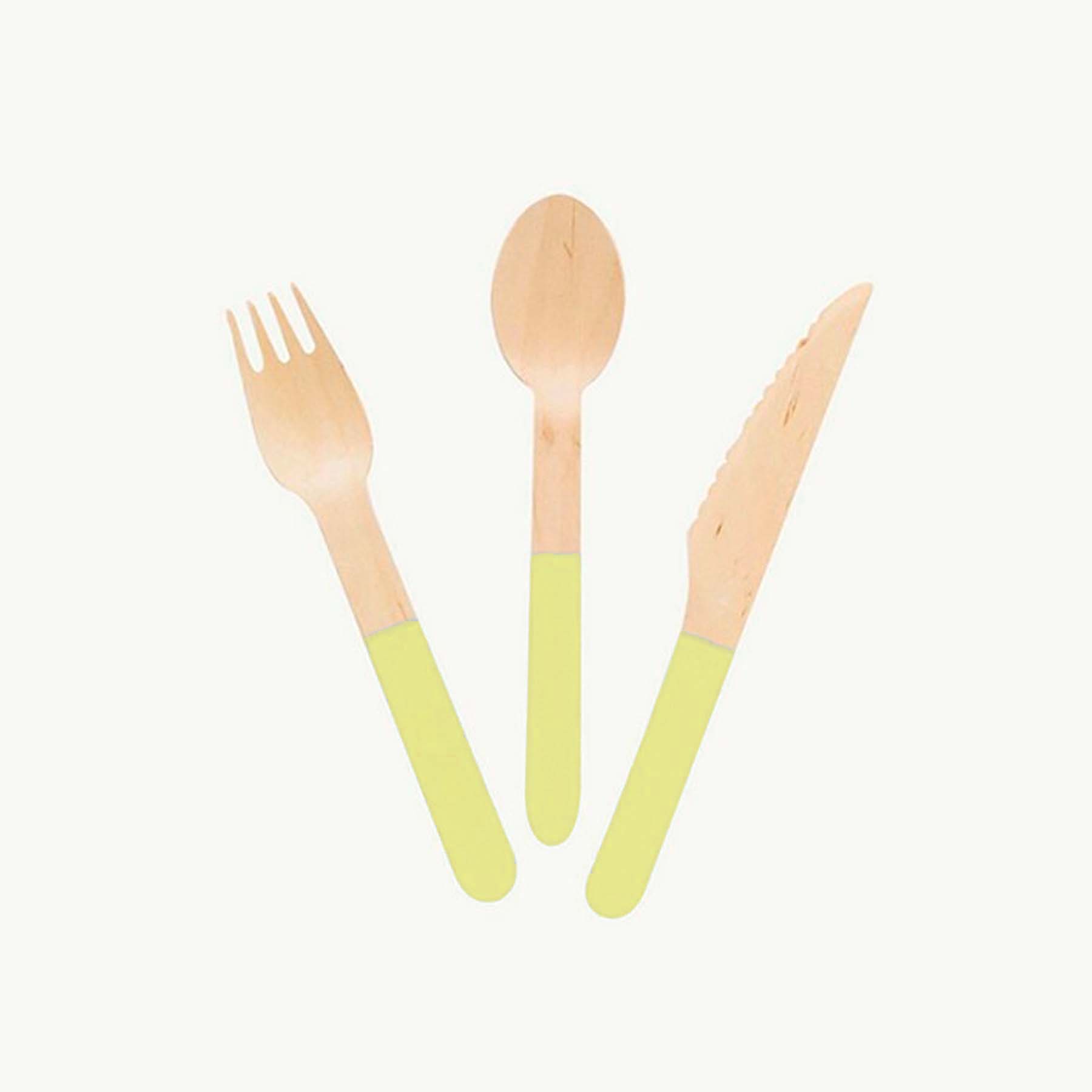 Yellow Wooden Utensil Set – 24ct | ON SALE!! | Playroom Avenue