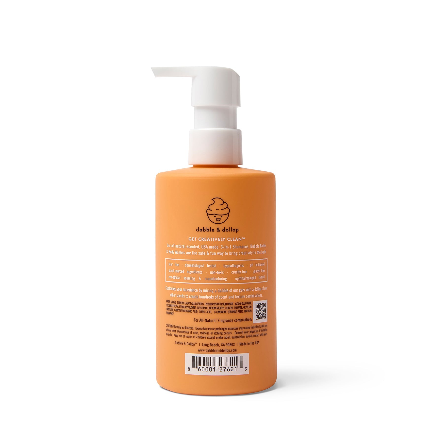 Dabble & Dollop Tangerine Bubble Bath, Body Wash & Shampoo | Playroom Avenue
