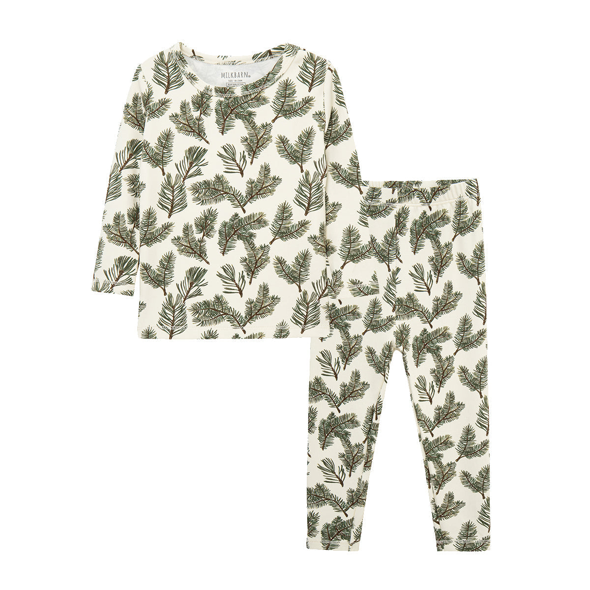Milkbarn Pine Brushed Long Sleeve Two Piece Pajama Set | Playroom Avenue