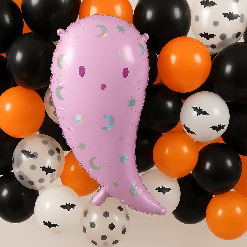 Pink Ghost Balloon – 14 x 24" Holographic Halloween Decor | Ellie’s Party Supply | Playroom Avenue