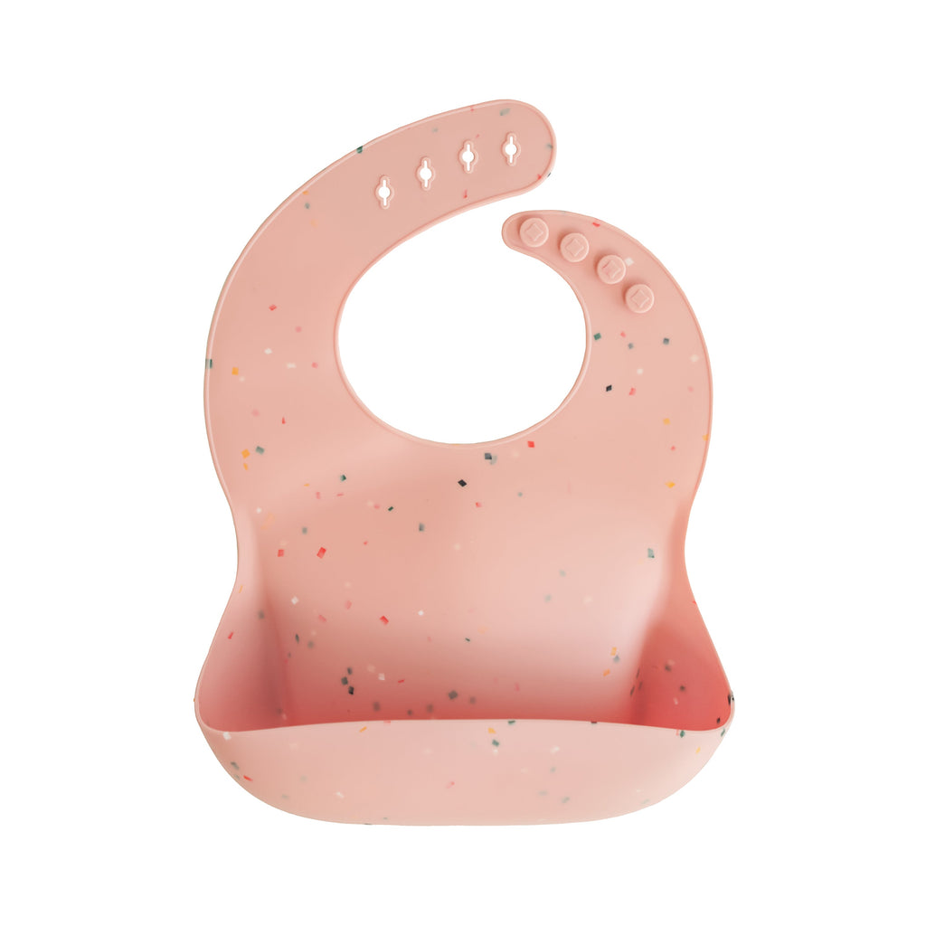 Mushie Silicone Baby Bib Powder Pink Confetti | Playroom Avenue