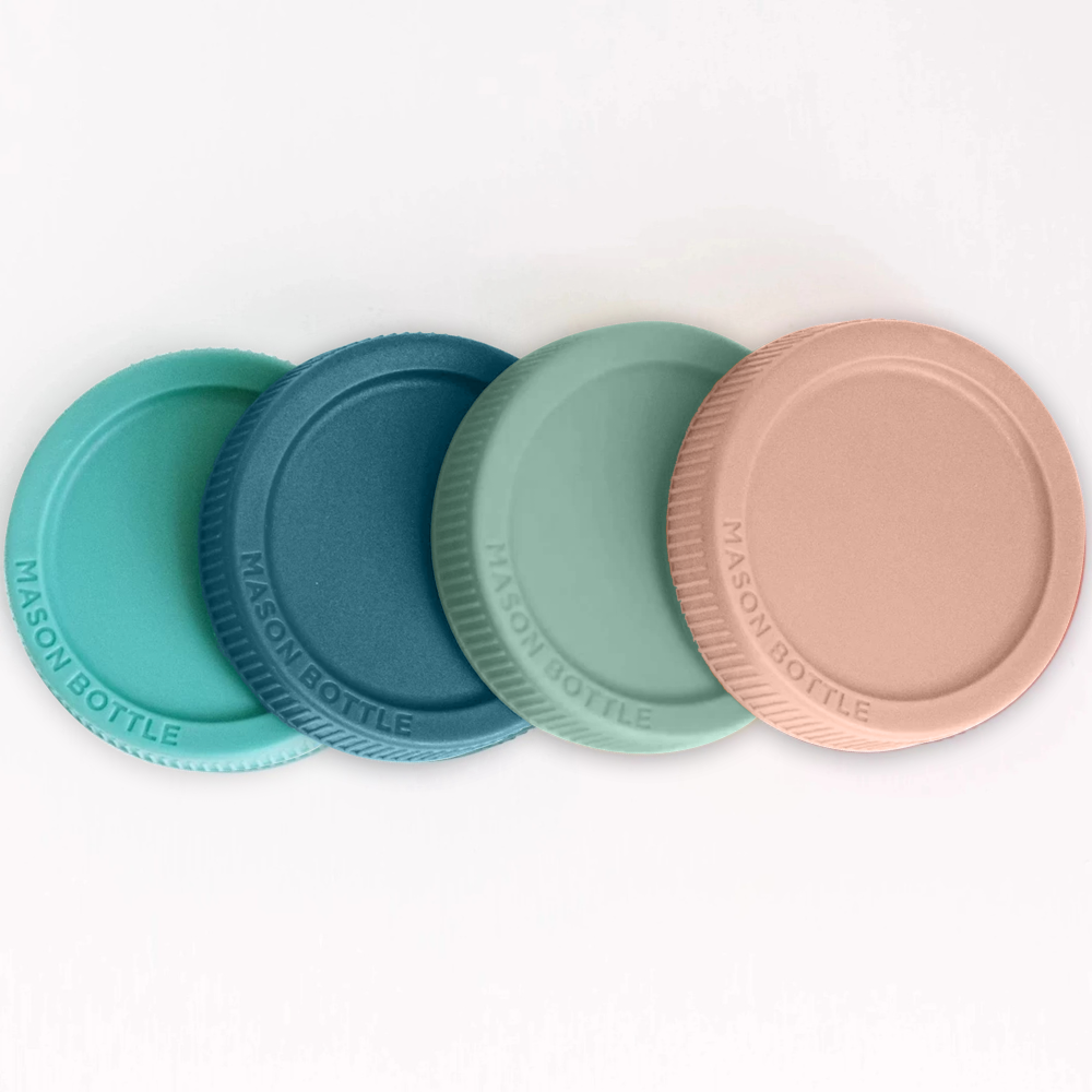 Mason Bottle Plastic Storage Lids 4 Pack Ocean | Playroom Avenue