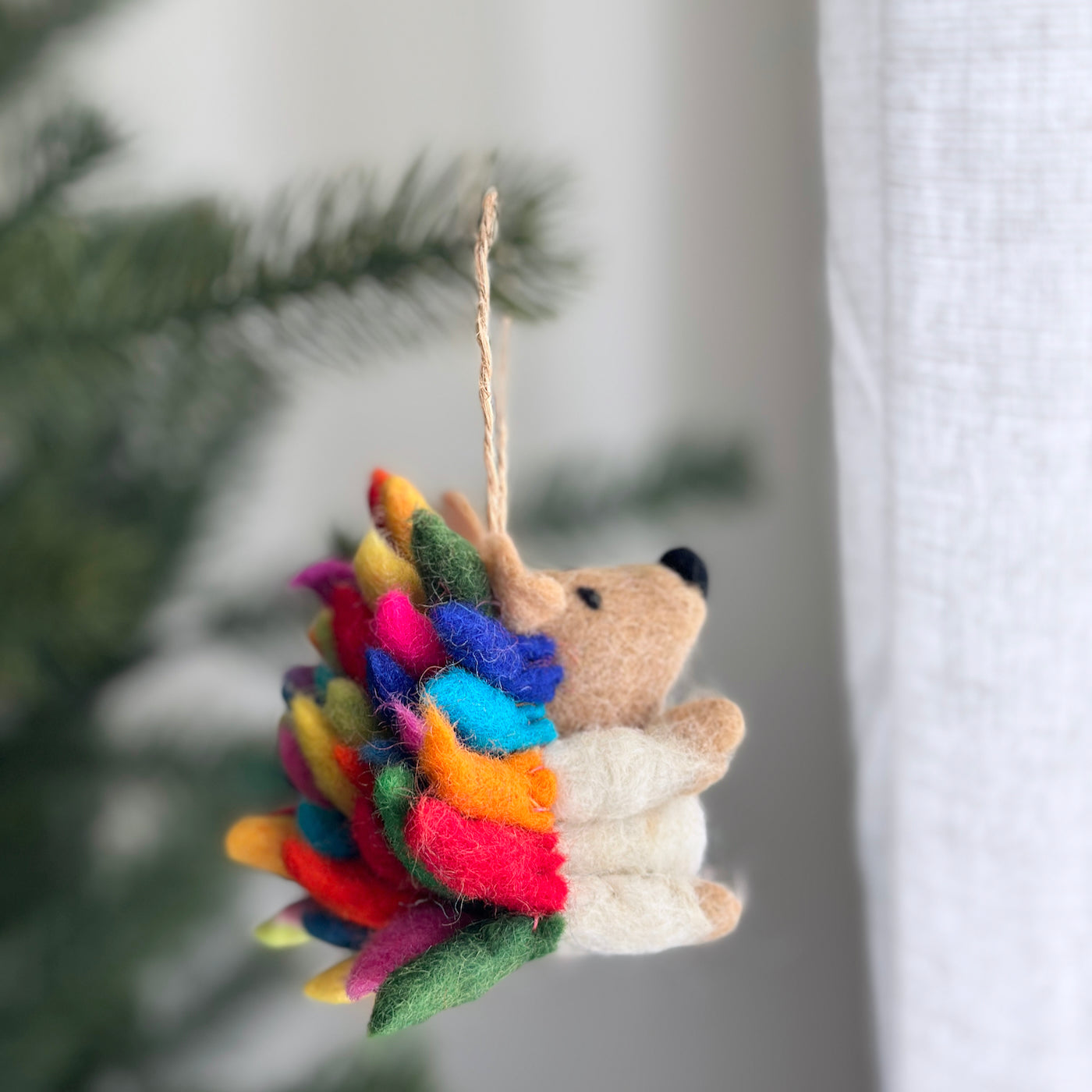 Ganapati Crafts Co. Rainbow Hedgehog Ornament | Playroom Avenue