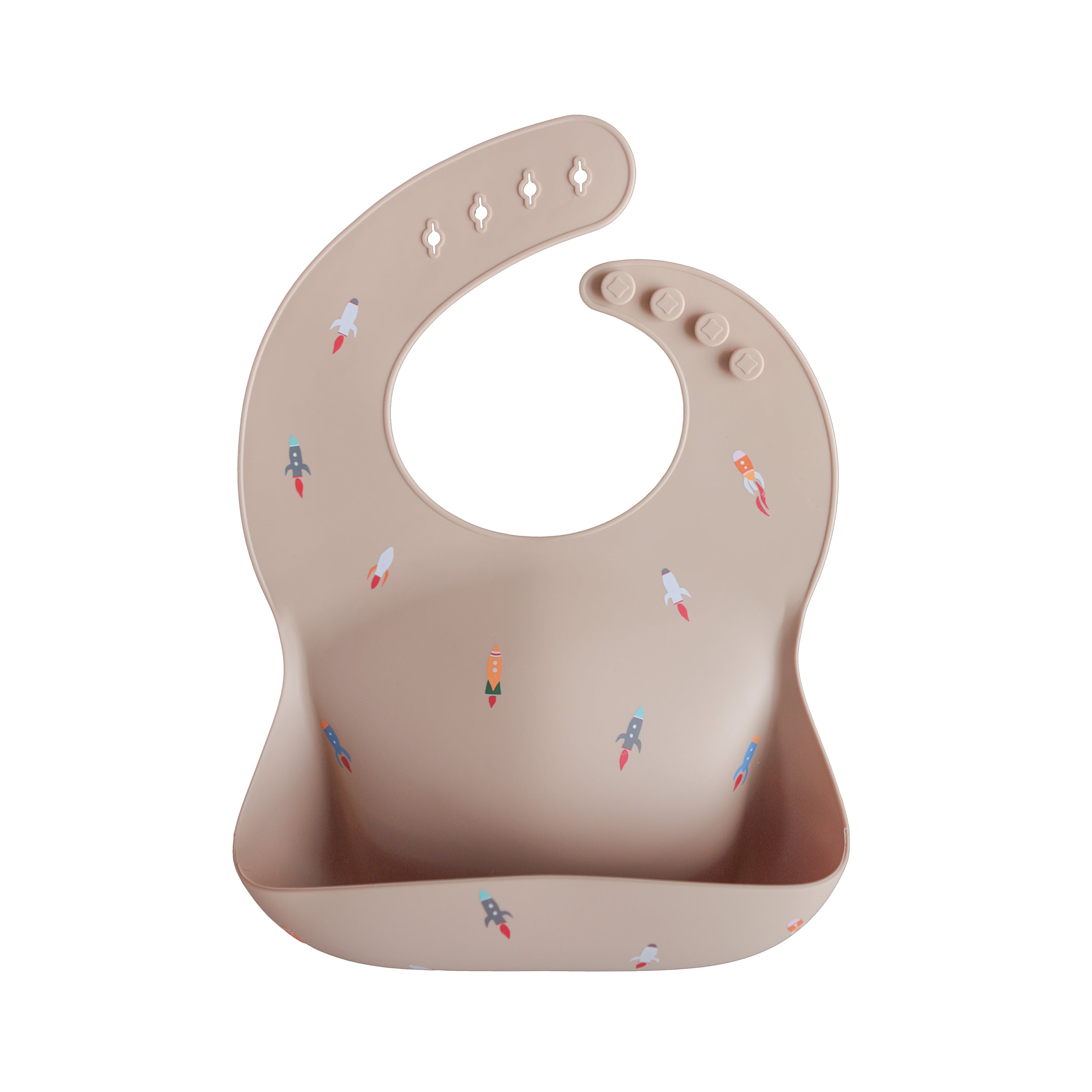 Mushie Silicone Baby Bib Rocket Ship | Playroom Avenue