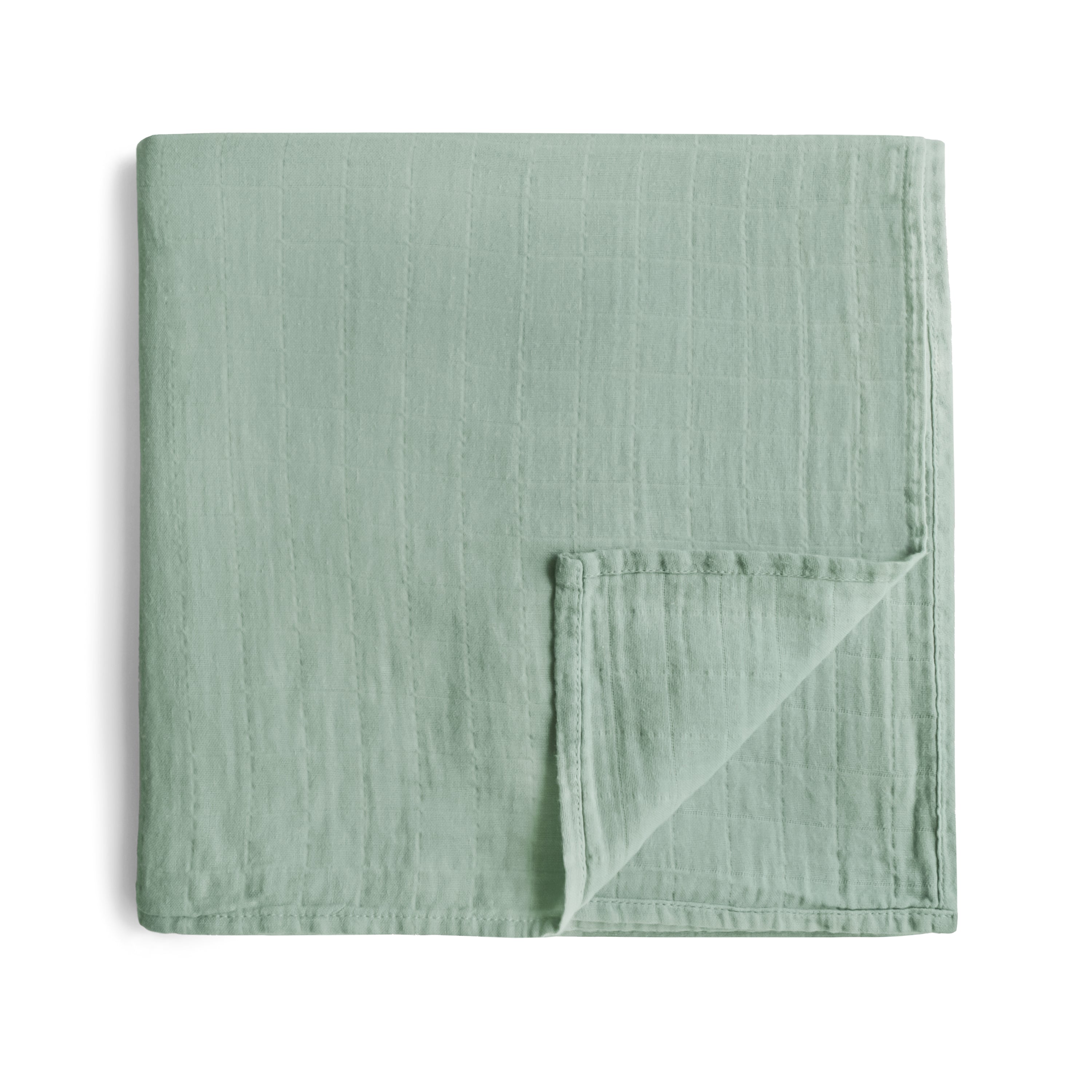 Mushie Organic Cotton Muslin Swaddle Blanket Roman Green | Playroom Avenue