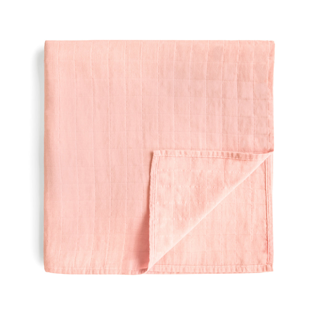Mushie Organic Cotton Muslin Swaddle Blanket Rose Vanilla | Playroom Avenue