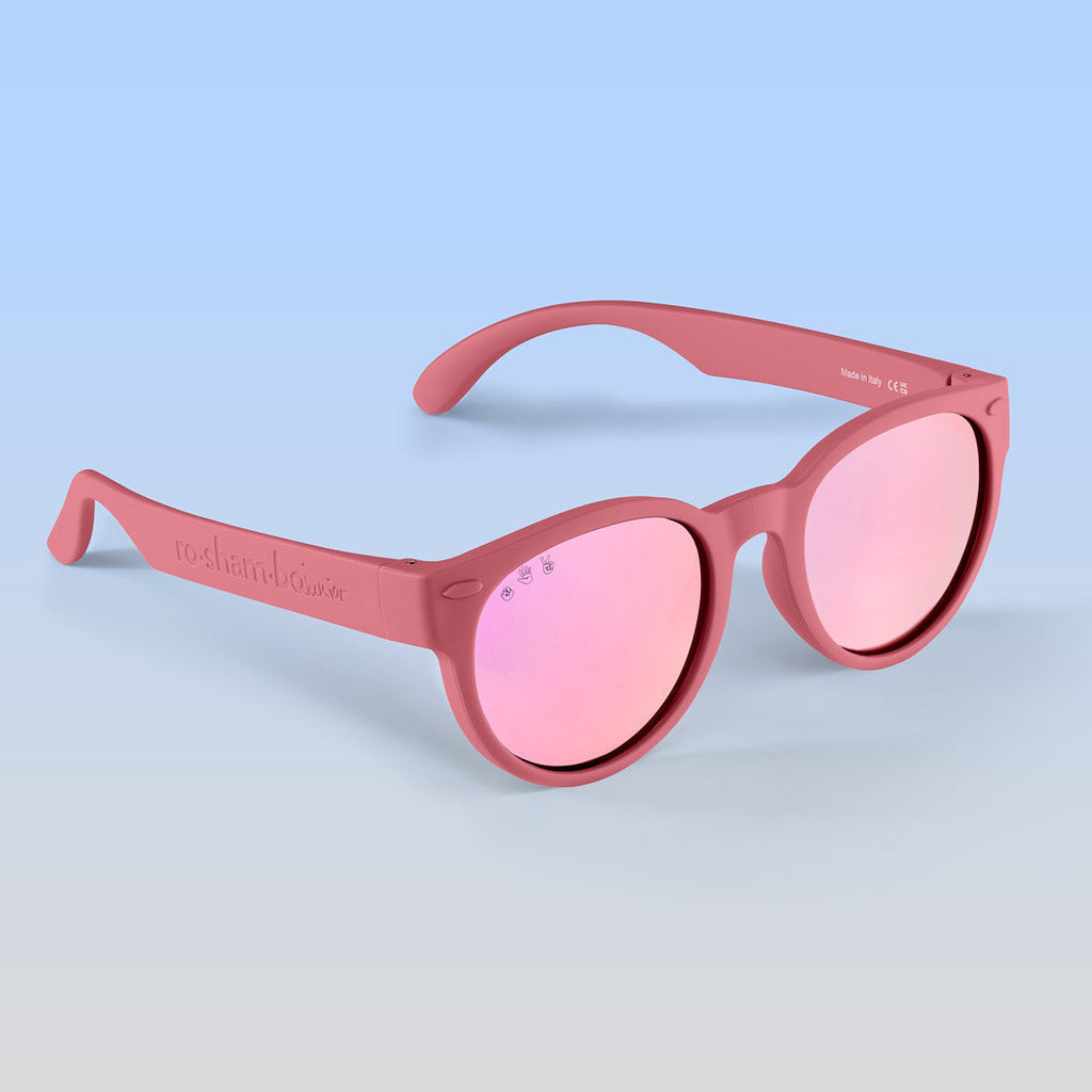 ro•sham•bo Breakfast Club Rounds | Junior Polarized Mirrored (Rose Gold) Lens Dusty Rose Frame | Playroom Avenue