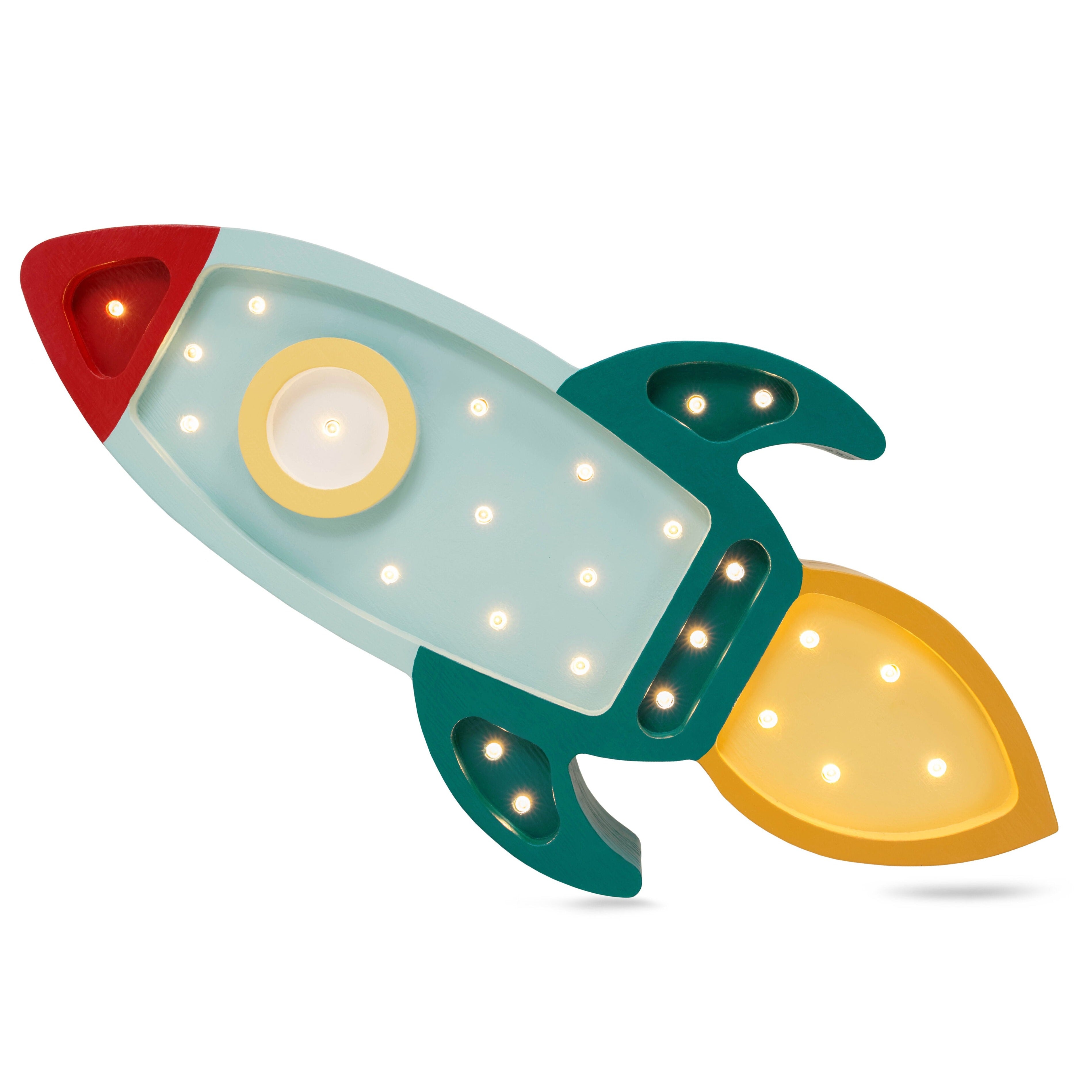 Little Lights Rocket Ship Lamp Teal | Playroom Avenue