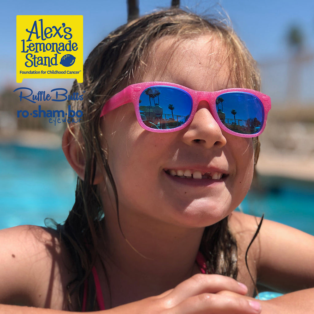 ro•sham•bo eyewear RuffleButts Girls Ice Cream Tankini with Roshambo Pink Glitter Sunglasses | Playroom Avenue