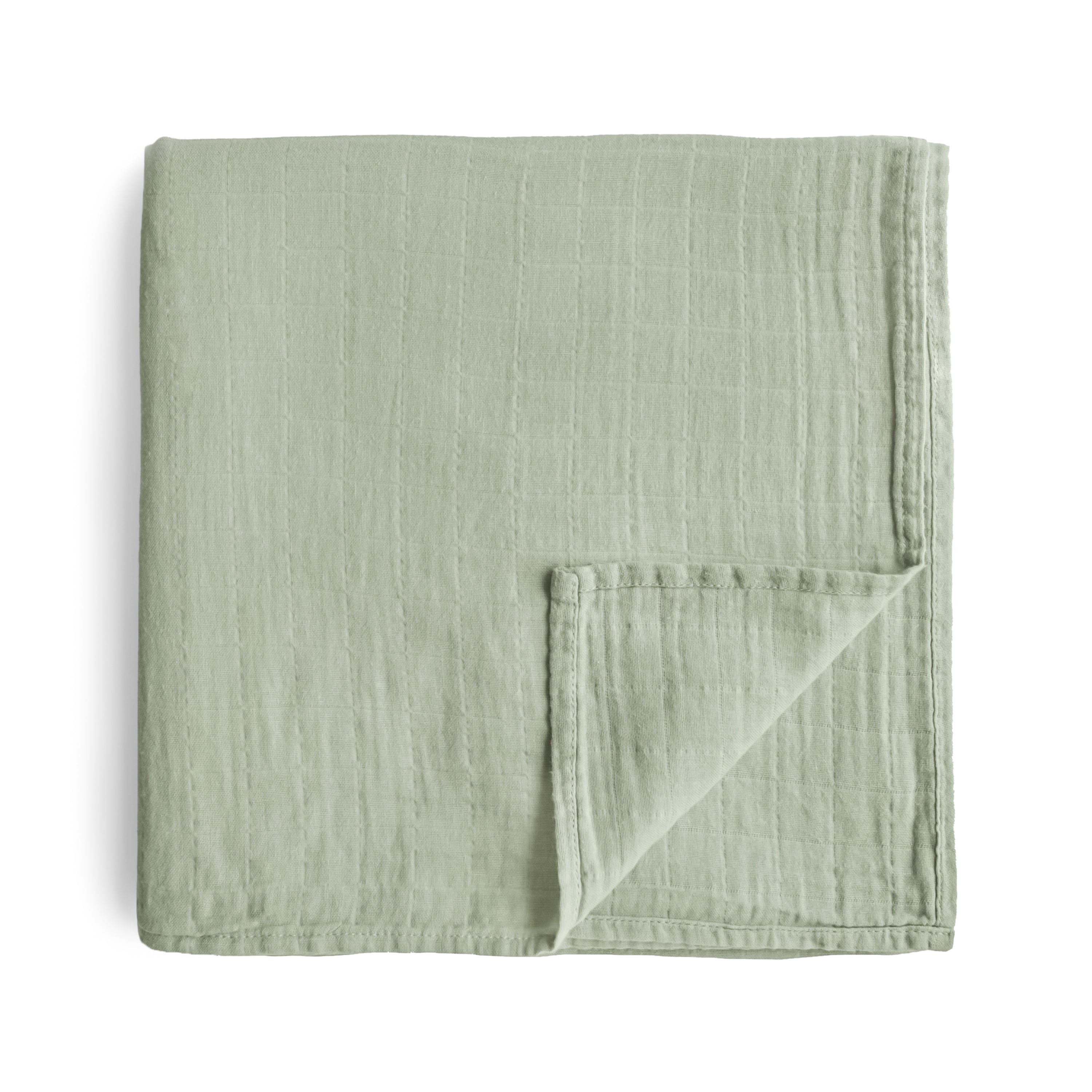 Mushie Organic Cotton Muslin Swaddle Blanket Sage | Playroom Avenue