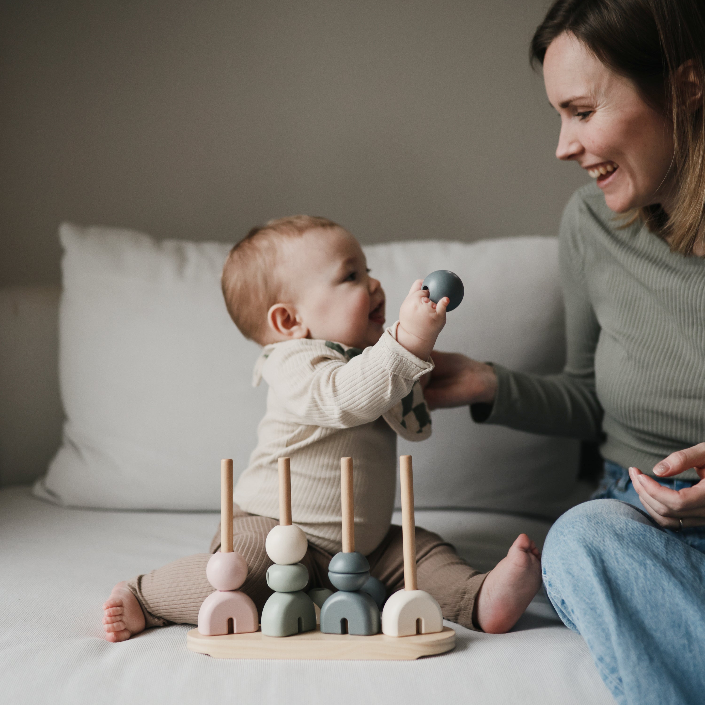Mushie Wooden Multi Shape Stacker | Playroom Avenue