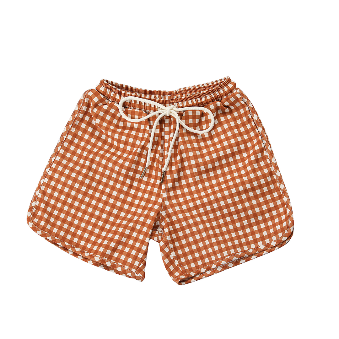 GRECH & CO. Swim Trunks | UPF + Recycled - Sienna Gingham | Playroom Avenue