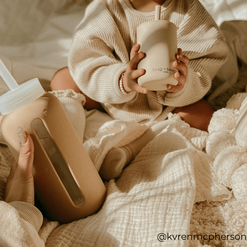 bug + bean kids Silicone Cup with Lid + Straw | Playroom Avenue